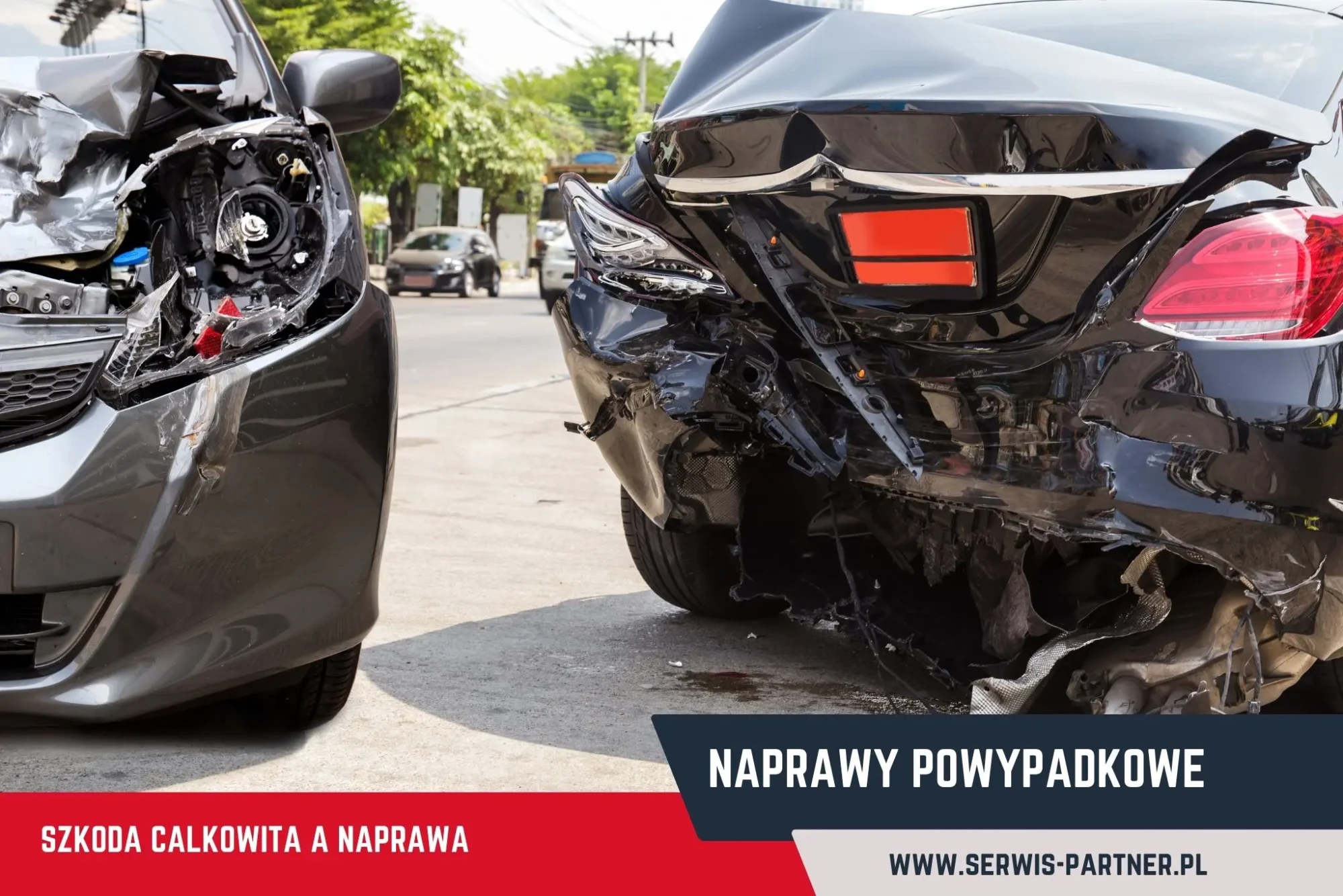 samochód po kolizji poważne uszkodzenia szkoda całkowita auto